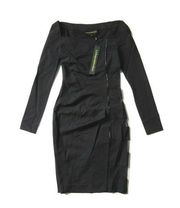 NWT Catherine Malandrino Black Label Psycho Noir Black Stretch Wool Dress 0 $590