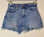 American Eagle Outfitters Women’s High Rise Denim Mom Shorts Blue Size 0 EUC