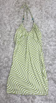 Green Swirl Halter Dress