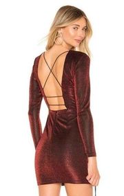 By The Way Revolve Julia Strappy Back Metallic Red Dress