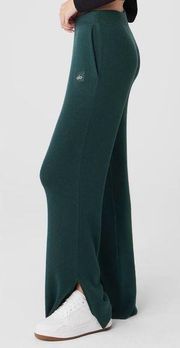 NWT Alo Yoga Knit High Waist Salana Wide Leg Pant Midnight Green Size S