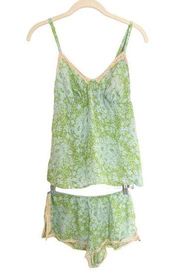 Victoria's Secret Y2K  Silk Pajama Set , Vtg Matching Floral Shorts Tank