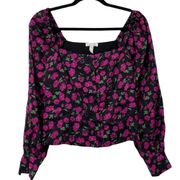 Leith Black Fusia Floral Blouse