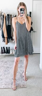 Black & White Gingham Layered Ruffle Mini Dress