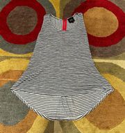 Stripe High Low Tank Top with Zipper Detail y2k Flowy Loose Size Small