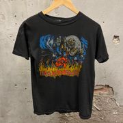 Vintage Early 1980s Iron Maiden Black Devil Short Sleevee Band Graphic Tee XL