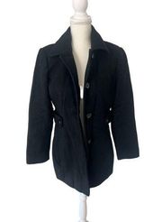 ANNE KLEIN Womens Black Button Peacoat Size Small