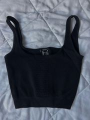 Forever 21 Black Rib Knit Cropped Tank Top