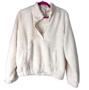 Pink Lily Pullover Womens Medium Cream Sherpa Quarter Zip Oversized Cozy
