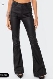 Edikted Luna Faux Leather Flare Jeans