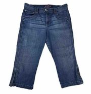Gloria Vanderbilt Capri Denim Jeans Side Zippers Womens Size 10