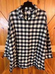 Levis San Francisco Ca Black White Plaid Flannel Button Up Size 2X nwt (2303)