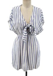 Rails Charlotte Dress in Grenadines Stripe White Blue Linen Size XS