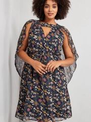 Icing On The Cape Floral Keyhole MIDI Dress Size XXS