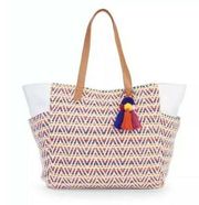 NEW No Boundaries Caroline Aztec Boho Chevron Woven Beach Tote Bag w/ Tassels