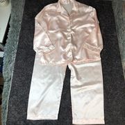 Oscar De La Renta Size Small Vintage Pink Label Satin Pajamas Pink