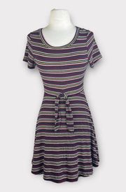 Copper Key Vintage Y2K Striped Tee Skater Dress | Retro