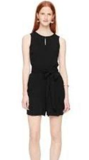 Kate Spade Women's Small Black Fluid Crepe Belted Sleeveless Romper