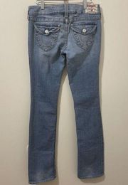 True Religion Womens Billy Jeans Sz 28 Light Wash Denim Low Rise Boot Flare Y2K