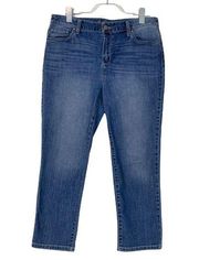 Chico’s Platinum Medium Blue Wash Crop Mid Rise Jeans Size 1.5, Women’s S or 10