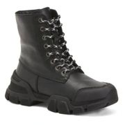 New! Aquatalia Elvira Leather Lace Up Boots Hiking Combat Lug Sole