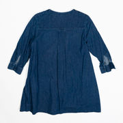 COS Cotton V Neck Quarter Sleeve Pullover Denim Chambray Jean Mini Dress Blue 6