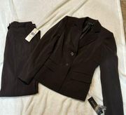 Anne Klein Black Dark Brown Raisin Size 4 Complete Suit Set NWT 2 Piece