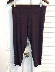 Victoria Sport Burgundy Athletic Ankle Leggings Cotton Blend Ankle Cutouts