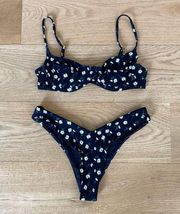 Omnia x Lydia We Wore What Daisy Print Bikini in Black