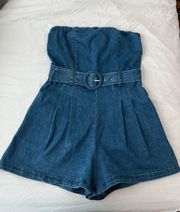 - Olivaceous Denim Romper