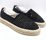 perforated slip on suede espadrille shoes women Size 6 1/2