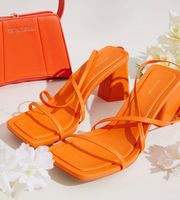 Orange Square Toe Heel