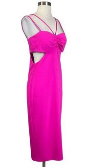 Women's Cocktail Dress by  Size 10 Pink Crepe Cutout Sleeveless Midi Sheath