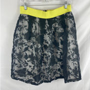 C. Luce Floral Tulle Overlay Skirt with Yellow waist band L