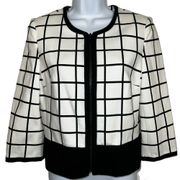 WHITE HOUSE BLACK MARKET Black and White Graph Check Zip Front Jacket NWOT Sz. 4