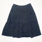 Brooks Brothers Womens Pleated A-Line Skirt Navy Blue Size 6 Zip Silk - NWT