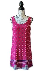 Anthropologie Dress Womens Sleeveless Red Floral Diamonds XS