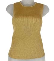 Laundry By Shelli Segal Gold Sparkly Shell Tank Sz M