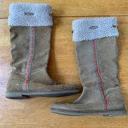 J.Crew Sherpa Suede Leather Winter  pull on boots, Size 9