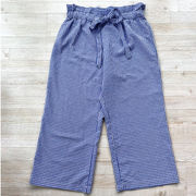 Joie Gingham Paperbag Crop Wide‎ Leg Pants | Blue/White Large