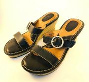 BORN Concept Wedges Espadrilles‎ Platform Womens Size 8M Double Straps Bl…