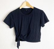 Allsaints Black Short Sleeve Crop Tee Tie Side Size Small