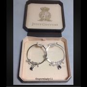 NIB Juicy Couture Pave Logo Hoop Pierced Earrings