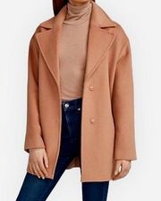 Express Wool Blend Cocoon Coat Snap Button Camel Tan Size L