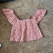 🌺 Kirious red gingham smocked blouse