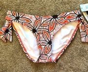 NEW NWT JAG JEANS Coral Red ? Brown Tropical Floral Y2K 00s Bikini BOTTOM Small