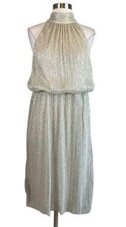 Gold Metallic Sleeveless A-Line Cocktail Dress Adrianna Papell Women's Size 16