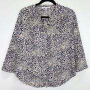 Collective Concepts Animal Print Button Up Blouse Top Shirt Size Medium M Womens