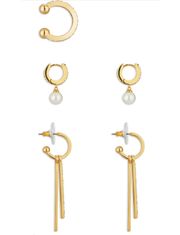 | NWT Curated Faux Pearl & Crystal Earrings Set