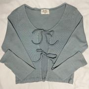 Blue Tie-Front Cardigan